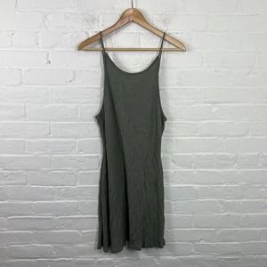 Topshop Women's Ribbed Casual Slip Dress Stretch Sleeveless Dark Green Size 12